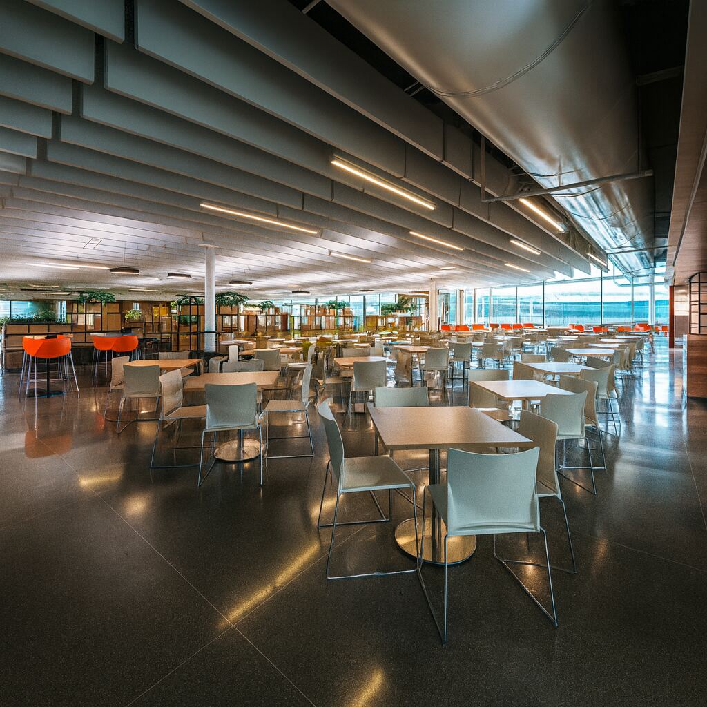 Diseño de comedor corporativo Bancolombia por SRAIC