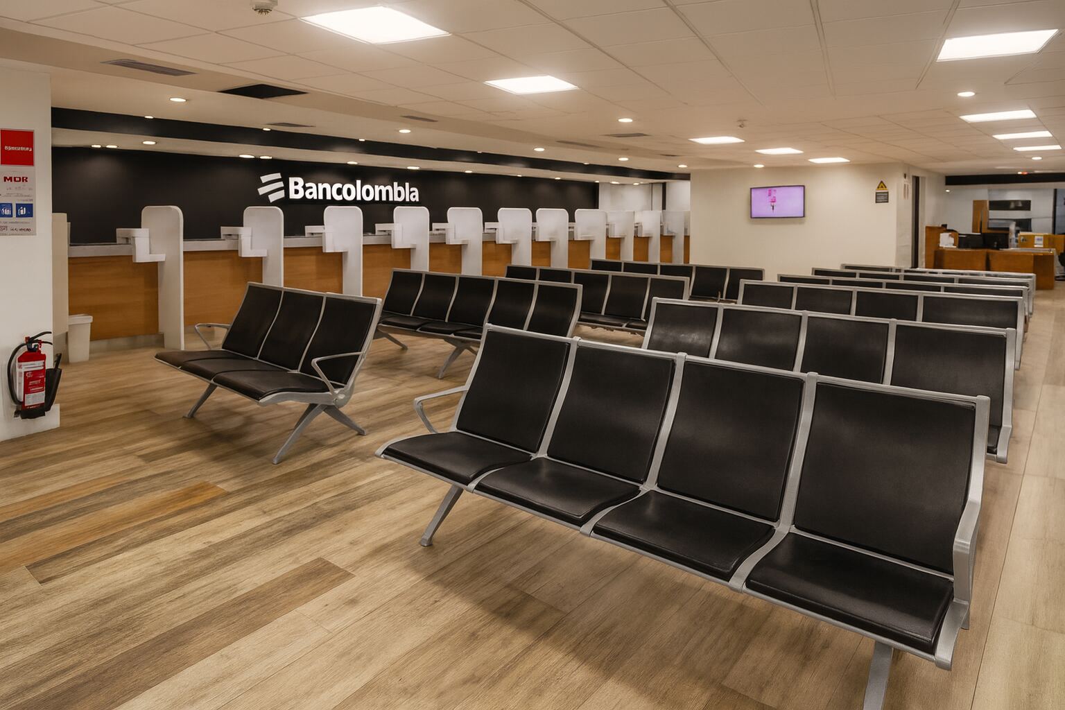 Diseño de interiores oficina Bancolombia Serrezuela por SRAIC
